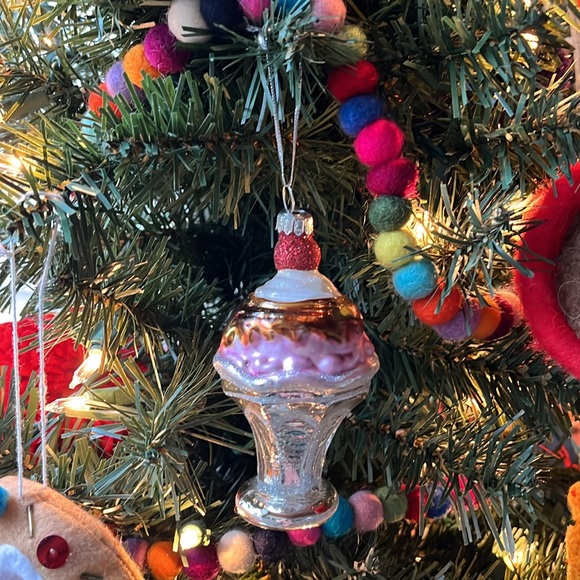 Blown Glass Hot Fudge Sundae Holiday Tree Ornament - Picture 6 of 6